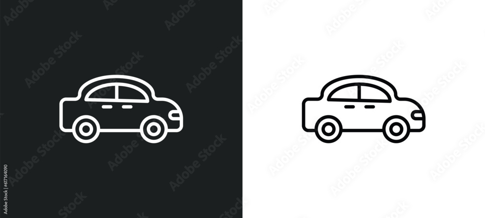 Poster automobile line icon in white and black colors. automobile flat vector icon from automobile collecti