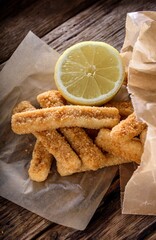 Crispy and Zesty: Panko-Breaded Fish Sticks with Lemon in Exquisite 4K Close-U