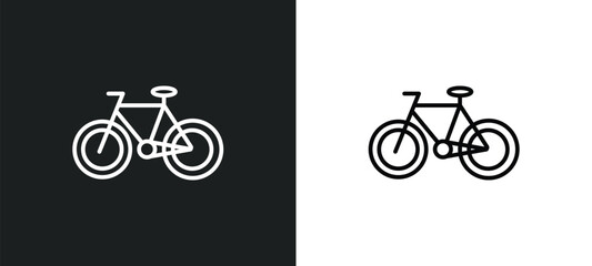 Fototapeta premium bicycle side view line icon in white and black colors. bicycle side view flat vector icon from bicycle side view collection for web, mobile apps and ui.