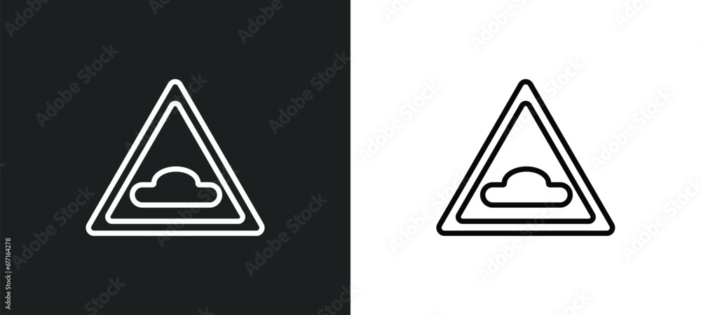 Poster hump or rough line icon in white and black colors. hump or rough flat vector icon from hump or rough