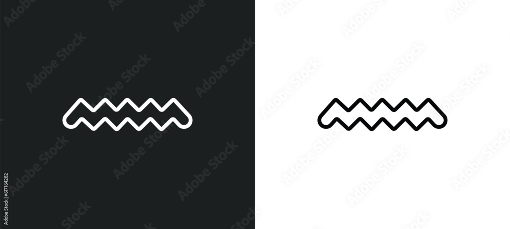 Poster zig zag line icon in white and black colors. zig zag flat vector icon from zig zag collection for we