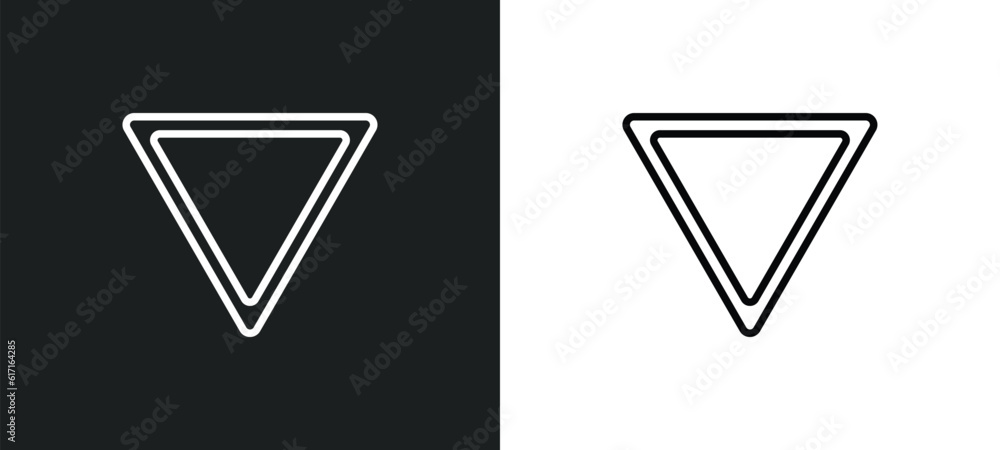 Poster yield line icon in white and black colors. yield flat vector icon from yield collection for web, mob
