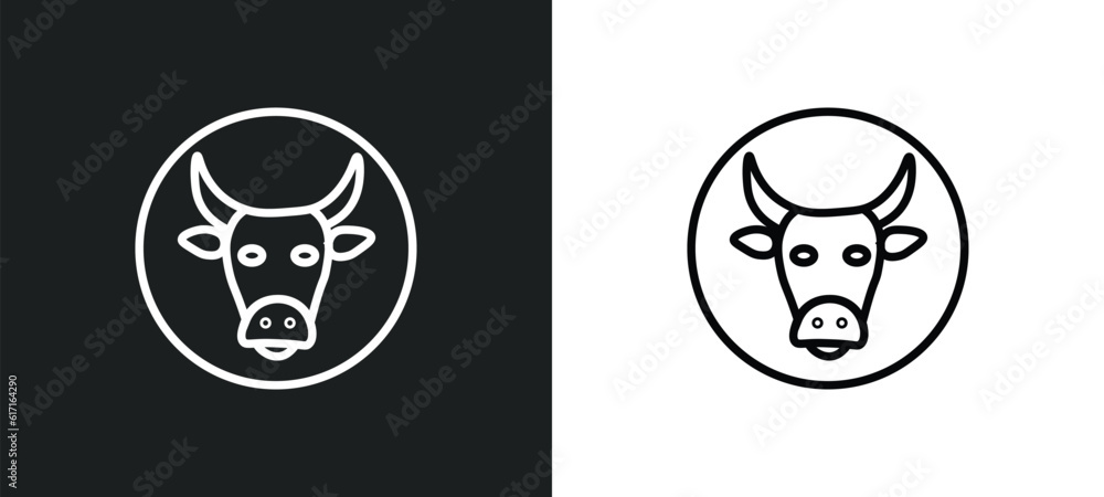 Poster cattle line icon in white and black colors. cattle flat vector icon from cattle collection for web, 