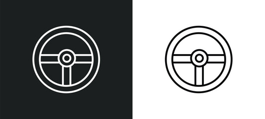 steering line icon in white and black colors. steering flat vector icon from steering collection for web, mobile apps and ui.