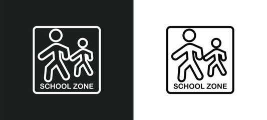 school ahead line icon in white and black colors. school ahead flat vector icon from school ahead collection for web, mobile apps and ui.