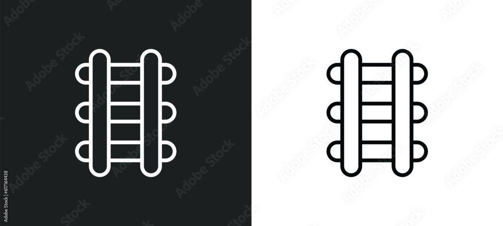 Aufkleber railway line icon in white and black colors. railway flat vector icon from railway collection for we
