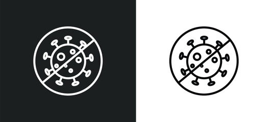 no virus line icon in white and black colors. no virus flat vector icon from no virus collection for web, mobile apps and ui.
