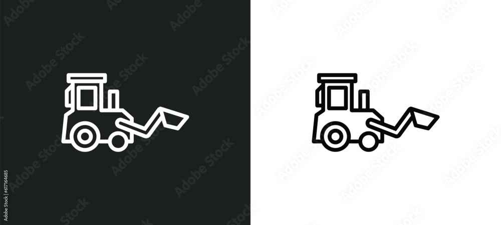 Poster digger toy line icon in white and black colors. digger toy flat vector icon from digger toy collecti