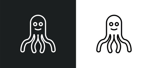 octopus toy line icon in white and black colors. octopus toy flat vector icon from octopus toy collection for web, mobile apps and ui. © IconArt