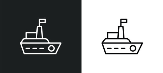 boat toy line icon in white and black colors. boat toy flat vector icon from boat toy collection for web, mobile apps and ui.