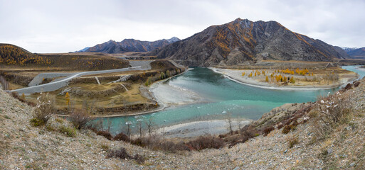 The confluence of Chuya and Katun rivers in Altai