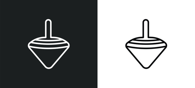 spinning top toy line icon in white and black colors. spinning top toy flat vector icon from spinning top toy collection for web, mobile apps and ui.