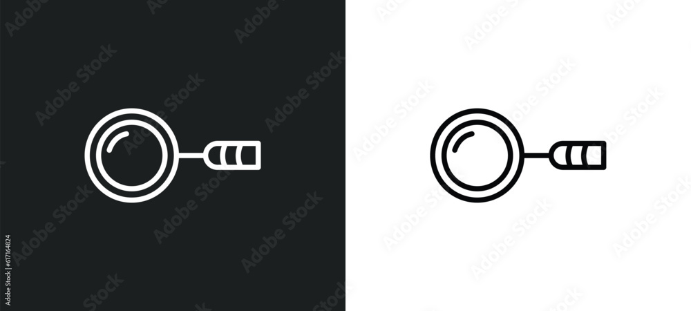 Poster magnifier line icon in white and black colors. magnifier flat vector icon from magnifier collection 