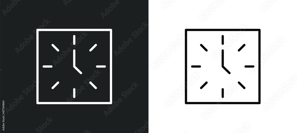 Poster clocks line icon in white and black colors. clocks flat vector icon from clocks collection for web, 