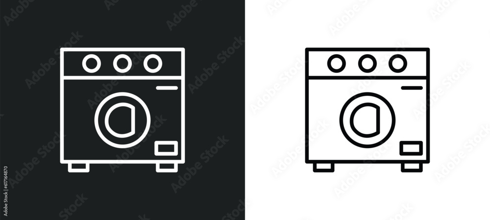 Poster top load washer line icon in white and black colors. top load washer flat vector icon from top load 