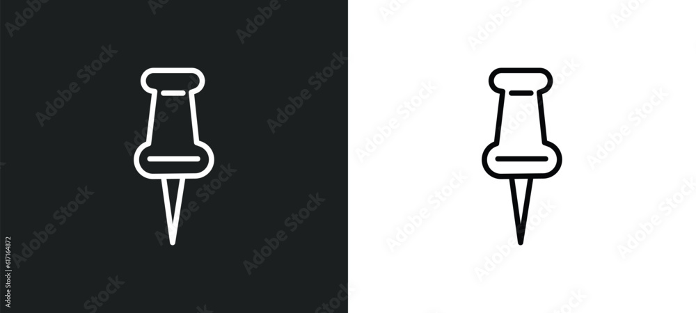 Poster tack save button line icon in white and black colors. tack save button flat vector icon from tack sa