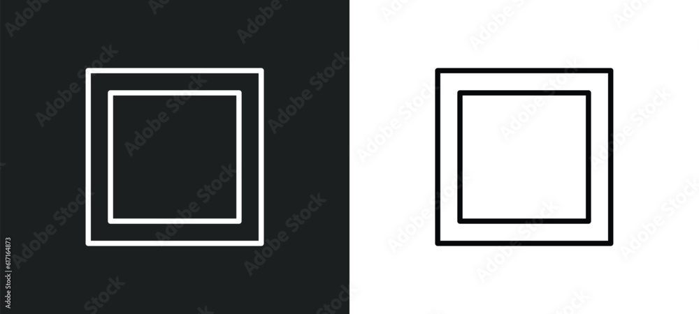 Poster basic square line icon in white and black colors. basic square flat vector icon from basic square co