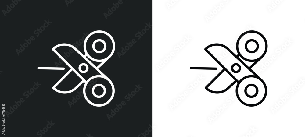 Poster open scissors line icon in white and black colors. open scissors flat vector icon from open scissors