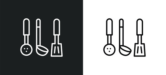 Fototapeta premium kitchen tools line icon in white and black colors. kitchen tools flat vector icon from kitchen tools collection for web, mobile apps and ui.