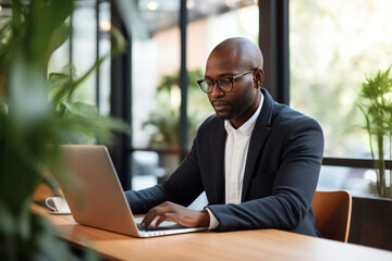 Fototapeta premium working behind your laptop ai generated