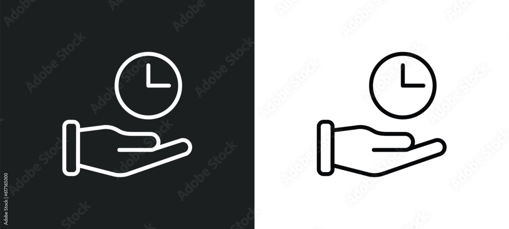 Aufkleber save time line icon in white and black colors. save time flat vector icon from save time collection 