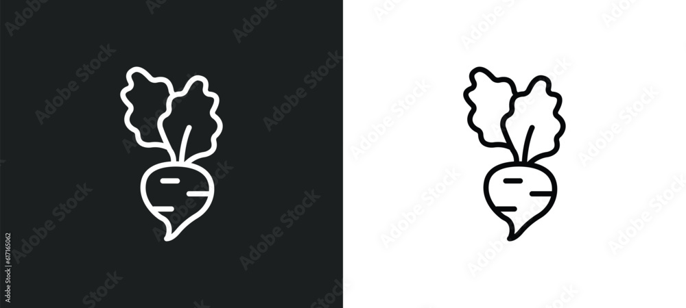Poster beet line icon in white and black colors. beet flat vector icon from beet collection for web, mobile