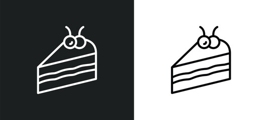 piece of cake line icon in white and black colors. piece of cake flat vector icon from piece of cake collection for web, mobile apps and ui.