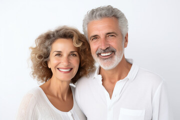 Happy couple in front of a white background ai generated