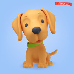 Dog puppy 3d cartoon vector icon - 617165081