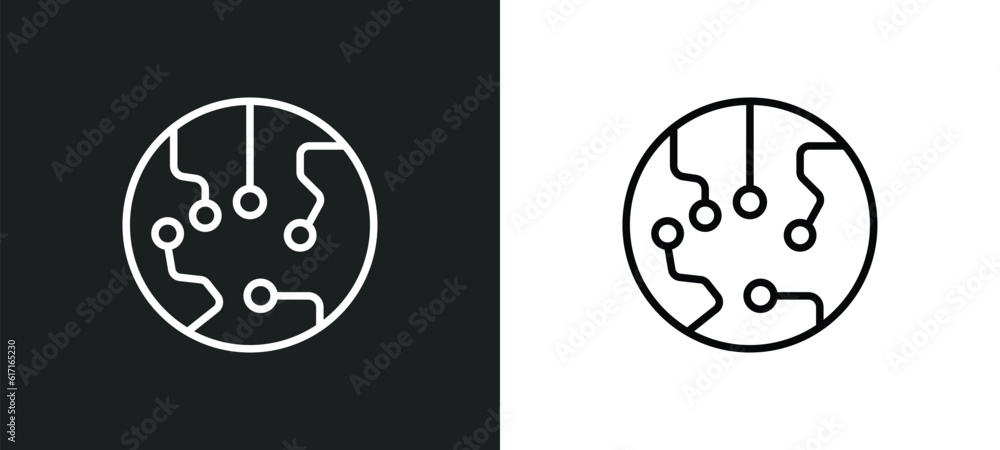 Poster transistor line icon in white and black colors. transistor flat vector icon from transistor collecti