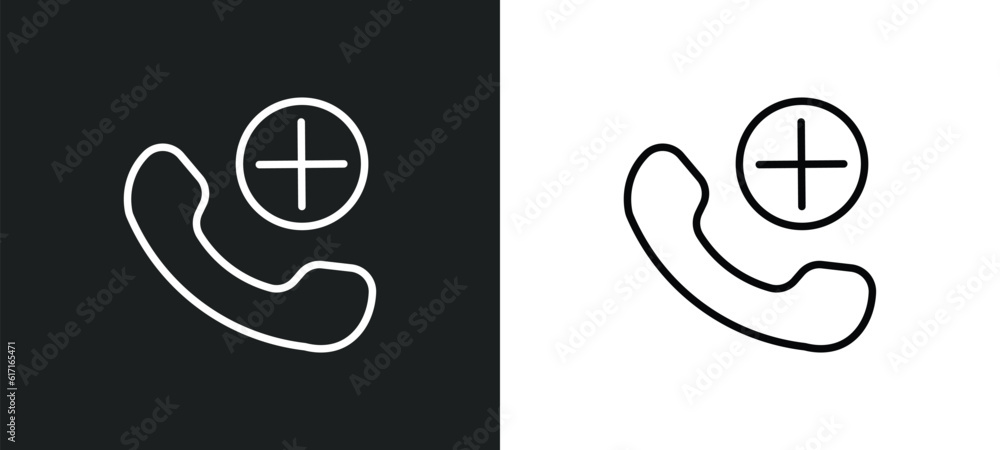 Poster add call line icon in white and black colors. add call flat vector icon from add call collection for