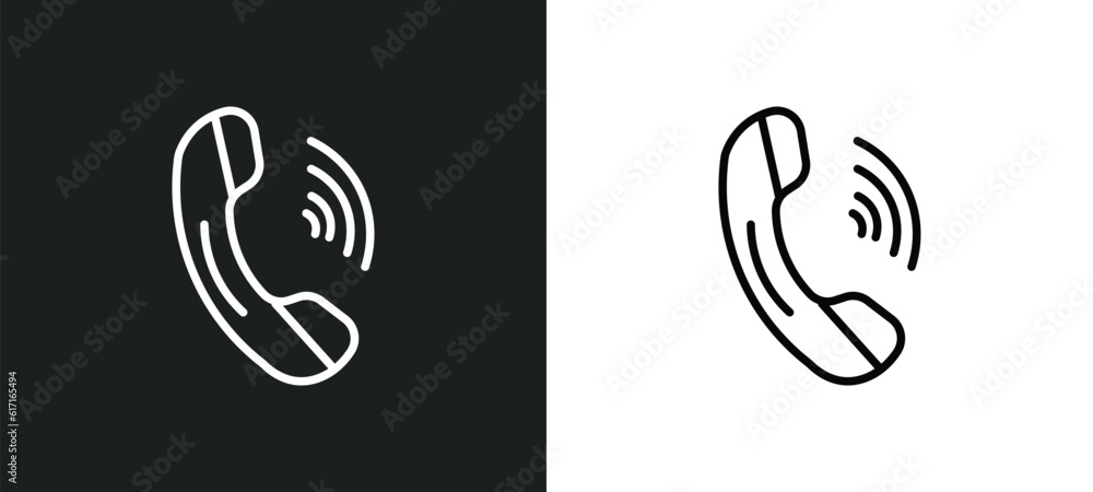 Aufkleber telephone receiver line icon in white and black colors. telephone receiver flat vector icon from tel
