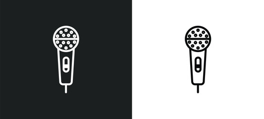 basic microphone line icon in white and black colors. basic microphone flat vector icon from basic microphone collection for web, mobile apps and ui.