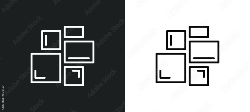 Poster grid system line icon in white and black colors. grid system flat vector icon from grid system colle