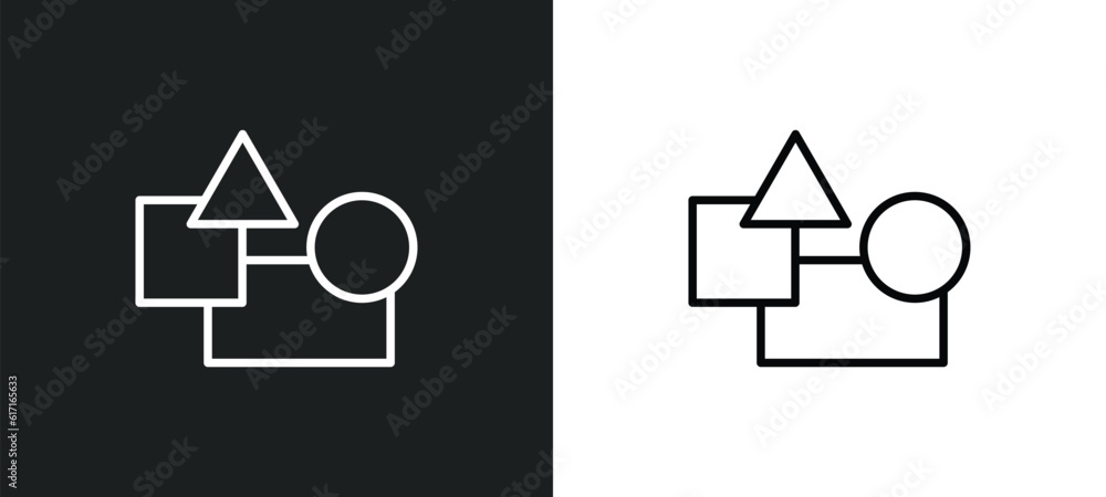 Poster elements line icon in white and black colors. elements flat vector icon from elements collection for