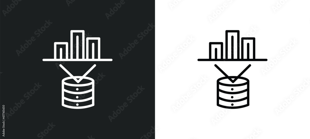 Poster data visualization line icon in white and black colors. data visualization flat vector icon from dat