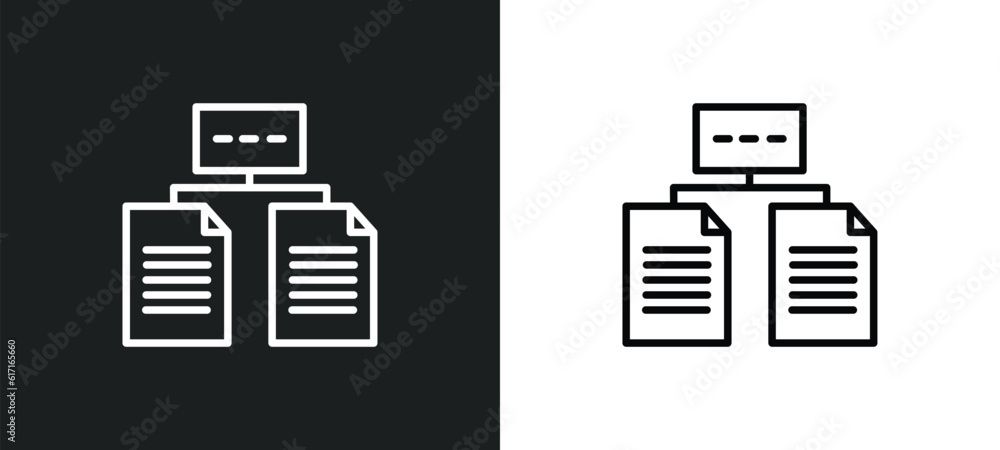 Poster data architecture line icon in white and black colors. data architecture flat vector icon from data 