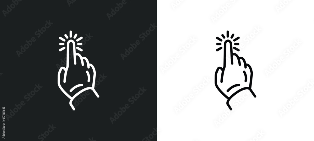 Poster click through rate line icon in white and black colors. click through rate flat vector icon from cli