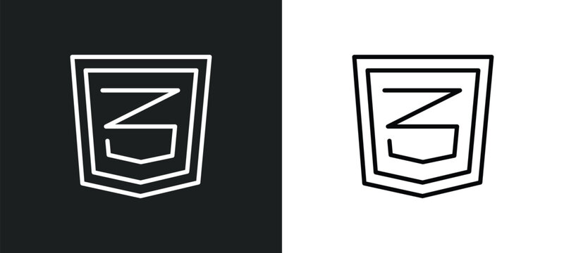 css3 line icon in white and black colors. css3 flat vector icon from css3 collection for web, mobile apps and ui.
