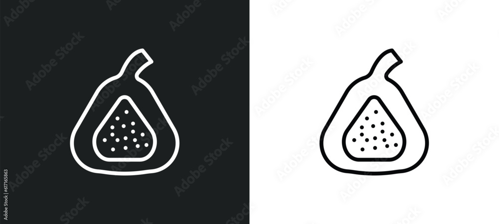 Poster fig line icon in white and black colors. fig flat vector icon from fig collection for web, mobile ap