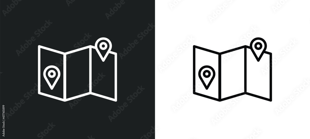 Poster travel guide line icon in white and black colors. travel guide flat vector icon from travel guide co