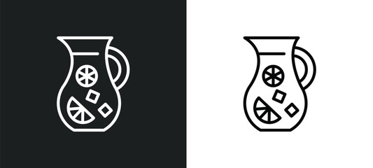 sangria line icon in white and black colors. sangria flat vector icon from sangria collection for web, mobile apps and ui.