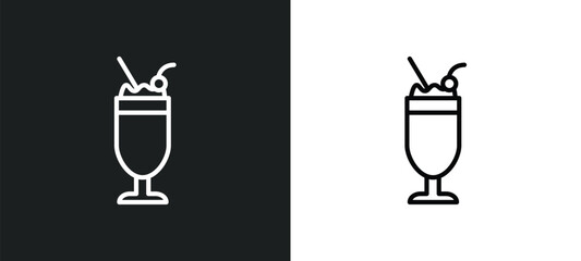 milkshake line icon in white and black colors. milkshake flat vector icon from milkshake collection for web, mobile apps and ui.