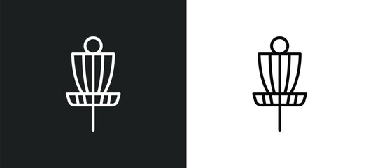 disc golf line icon in white and black colors. disc golf flat vector icon from disc golf collection for web, mobile apps and ui.