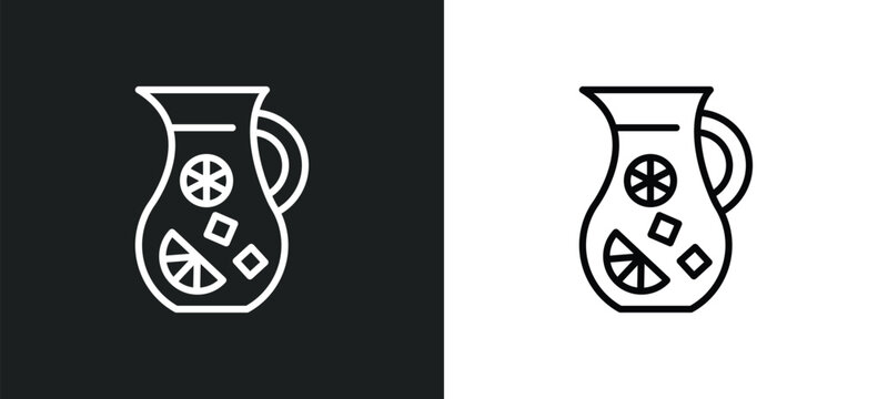 sangria line icon in white and black colors. sangria flat vector icon from sangria collection for web, mobile apps and ui.