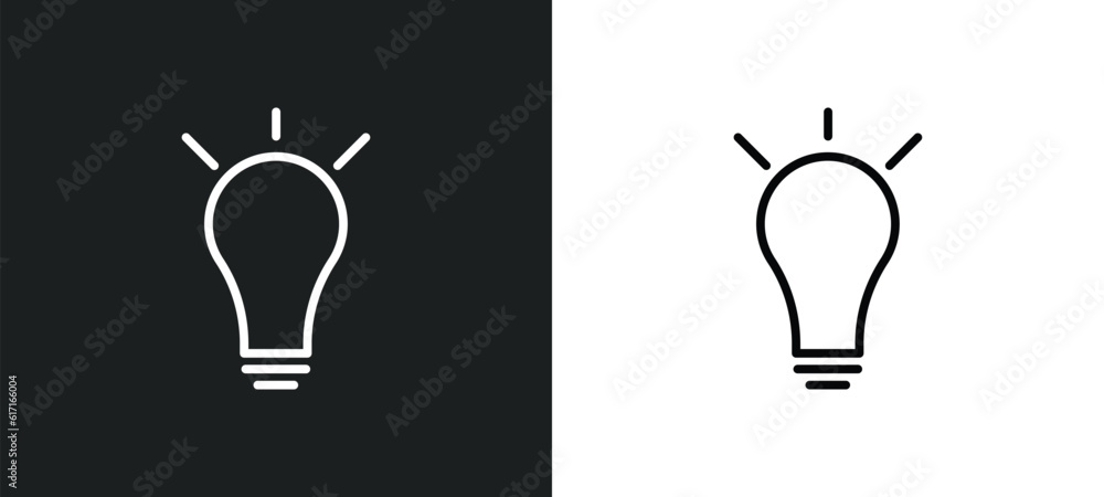 Poster idea line icon in white and black colors. idea flat vector icon from idea collection for web, mobile