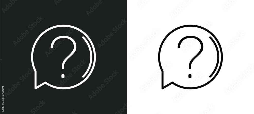 Poster question line icon in white and black colors. question flat vector icon from question collection for