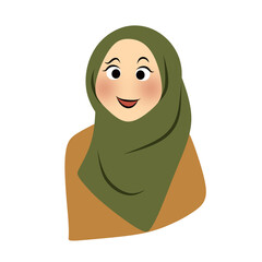 Muslim woman facial expression.cartoon character hijab girk.