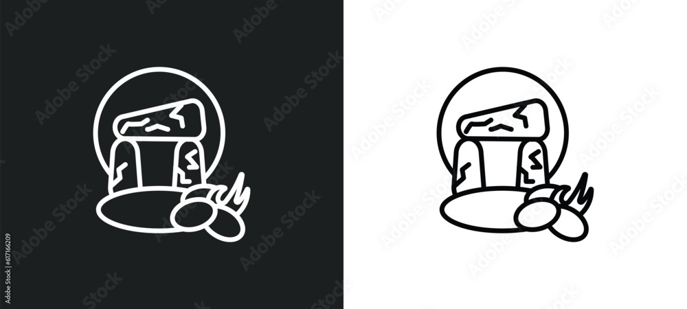 Poster stonehenge line icon in white and black colors. stonehenge flat vector icon from stonehenge collecti