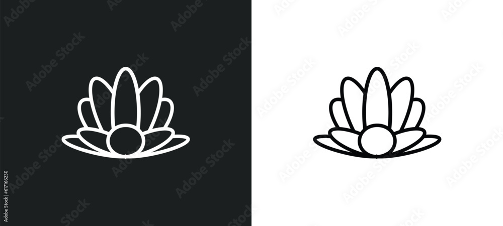 Poster shellfish line icon in white and black colors. shellfish flat vector icon from shellfish collection 